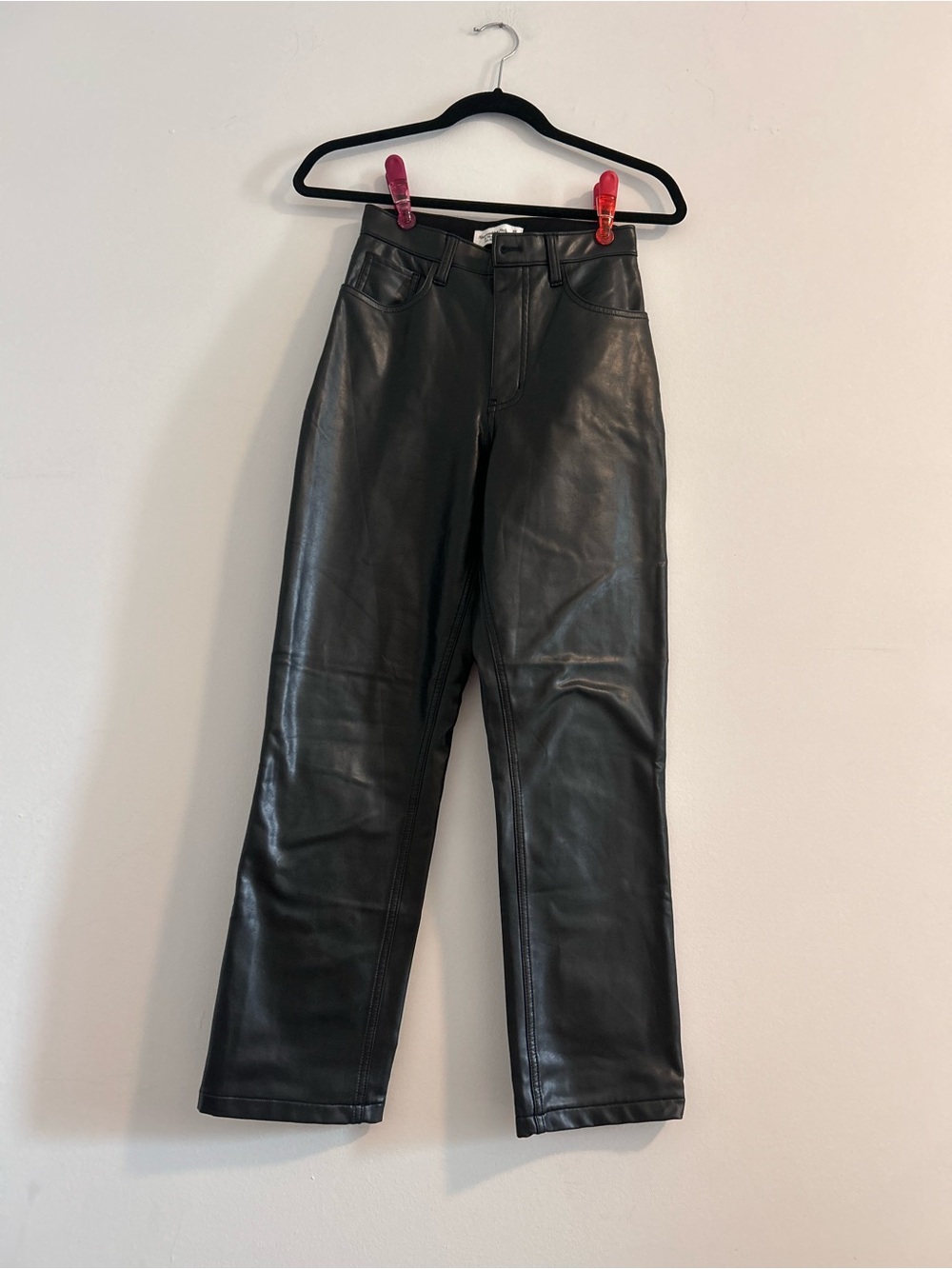 Abercrombie & Fitch 90s Straight Ultra High Rise CurveLove Leather Pants 0Short